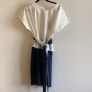 Navy and White knee length dress, size 10. BRAND NEW!